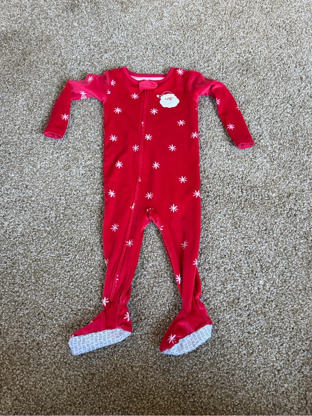 Carters Red Kids One-Piece Holiday Footed Pajamas
